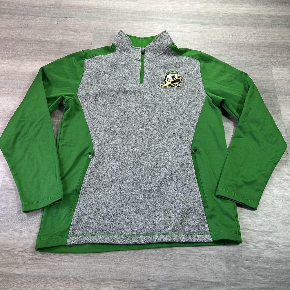 Oregon Ducks Sweatshirt Mens Large Green NCAA Football‎ Box Seat Quarter Zip